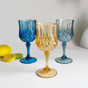 Calici da Vino Blu <span class=keywords><strong>Vintage</strong></span> in Plastica Trasparente, <span class=keywords><strong>Bicchieri</strong></span> Stile Retrò per Grandi Eventi e Ricevimenti di Nozze - Product Image 5