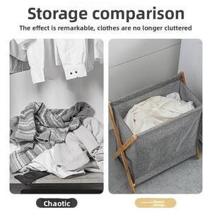 Borse portaoggetti pieghevoli in legno all'ingrosso, grandi, autoportanti, ecologiche, durevoli, sostenibili, moderne, per organizzare il bucato sporco - Product Image 4