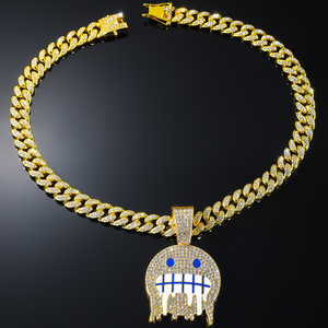 Pendentif Grimace Chaîne cubaine Hip Hop Diamant complet <span class=keywords><strong>Argent</strong></span> Or Bijoux Pendentif pour <span class=keywords><strong>homme</strong></span> Chaîne - Product Image 4