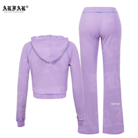 Ensemble de vêtements en maille gaufrée pour femme, personnalisé par le fabricant, avec logo en caoutchouc, comprenant un crop top à manches longues et un pantalon évasé de jogging, ensemble loungewear