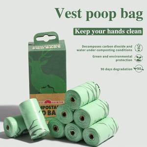 Bolsa para excremento de perro con asa, biodegradable, 100% compostable, material de almidón de maíz, certificación EN13432, aroma floral - Product Image 5