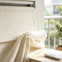Store romain motorisé en tissu texturé rayé, sur mesure, pour balcon, véranda, fenêtre, baie vitrée, hybride moderne, vente en gros