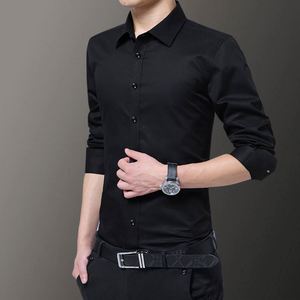 Camicia da <span class=keywords><strong>Uomo</strong></span> Joychuang Slim Fit Grigia Elegante Moda Casual Camicia a Maniche Lunghe - Product Image 5