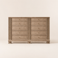 Nouvelle commode modulaire moderne en bois, texture vieillie artisanale, 10 tiroirs, combinaison de rangement pour chambre principale