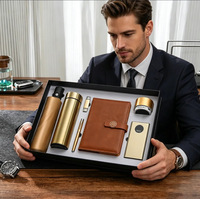 Ensemble cadeau d'entreprise de luxe, logo personnalisé, parapluie, thermos, carnet, batterie externe USB, haut-parleur Bluetooth, souvenir promotionnel