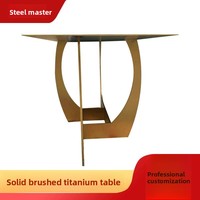Table à manger moderne minimaliste en acier inoxydable brossé massif, plateau en acier inoxydable, forme carrée, structure de table, mobilier de maison à assembler