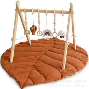 Almohadilla de felpa para dormir para bebé recién nacido 5 en 1, cama de algodón de hoja suave plegable para bebé, juego sensorial de madera, alfombrilla de juego de actividades para gimnasio - Product Image 5