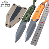 Couteau à lame fixe en acier inoxydable 3CR13, manche en paracorde, couteau de survie tactique pour le camping et la chasse, 4 mm, 19,7 cm, DIY OEM