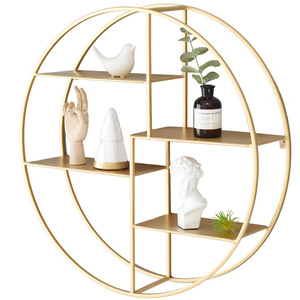 Estante de Metal de pared de hierro nórdico, estante de almacenamiento Simple, multifuncional, redondo, dorado, para restaurante - Product Image 1