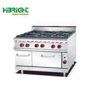 Durable Stainless Steel 4-Burner <b>Gas</b> <b>Griddle</b> with Oven and Lava Rock Grill Highbright Brand 3000W 220-240V - Product Image 3