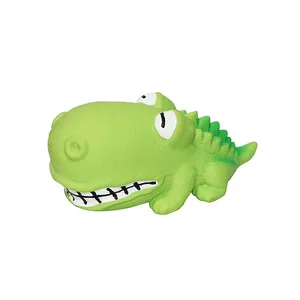 Thinkerpet ของเล่นสำหรับสัตว์เลี้ยง,ของเล่นสำหรับเคี้ยวน้ำยางเนื้อนิ่มสีเขียวรูปหัวไดโนเสาร์ขนาดใหญ่สำหรับสัตว์เลี้ยง