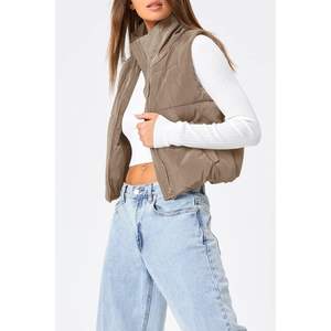 Gilet en duvet de laine d'hiver pour femmes à la mode reine taille sans manches avec col montant chaud léger longue longueur vêtements d'extérieur - Product Image 3