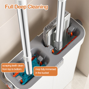 Cheap Self Squeeze Cleaning Hands Free Big Head Microfiber Flat Floor Mop and Narrow Bucket Set System With Wringer - Product Image 3