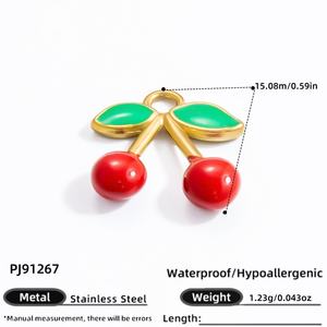 Pendentif Breloque Fruit DIY Plaqué Or 18K Fait Main en Acier Inoxydable, Accessoires de Bijoux Tendance en Alliage pour Vente en Gros - Product Image 3