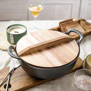 Wok Clásico de <span class=keywords><strong>Hierro</strong></span> <span class=keywords><strong>Fundido</strong></span> sin Revestimiento Olla de Doble Asa con Tapa <span class=keywords><strong>Sartén</strong></span> Tradicional China Engrosada para Cocina Saludable - Product Image 5