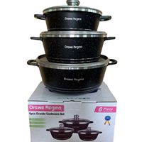 Set Panci Masak Mewah 6 Buah Set Peralatan Masak Granit Anti Lengket untuk Penggemar Masakan