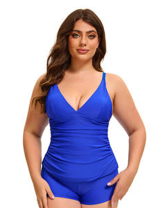 Traje de baño deportivo con diseño de espalda recortada con estampado de patrón sólido para mujer europea americana de talla grande Sexy transpirable - Product Image 2