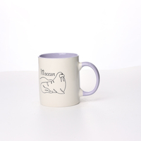 Tasses à café modernes personnalisées au meilleur prix avec couleur violette et motif morse/tortue de mer/pinguins/sceau