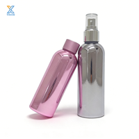 Flacon cosmétique en aluminium électroplaqué rose argenté de 200 ml avec pulvérisateur à vis pour parfum, sérum, crème solaire, recharge