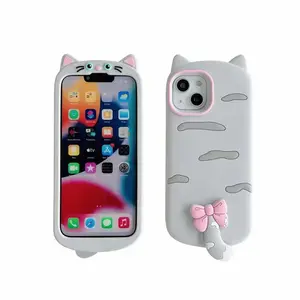 New iPhone 14 cartoon cat ears mobile phone case 360 all-inclusive anti-fall silicone soft protective case Apple 13pro