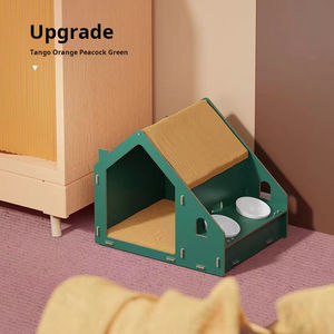 Cuccia di bambù per animali domestici per gatti con doppio alimentatore rialzato viene fornito con ciotola per alimentazione letto per cani Villa interna - Product Image 4