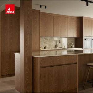 Gabinetes <span class=keywords><strong>de</strong></span> Cocina Minimalistas Japoneses Personalizados, Construcción <span class=keywords><strong>de</strong></span> Madera Contrachapada con Chapa <span class=keywords><strong>de</strong></span> Nogal Natural - Product Image 5
