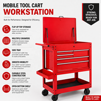 Chariot à outils mobile professionnel robuste en acier, avec roues pivotantes, 5 tiroirs à ouverture rapide, compatible ODM