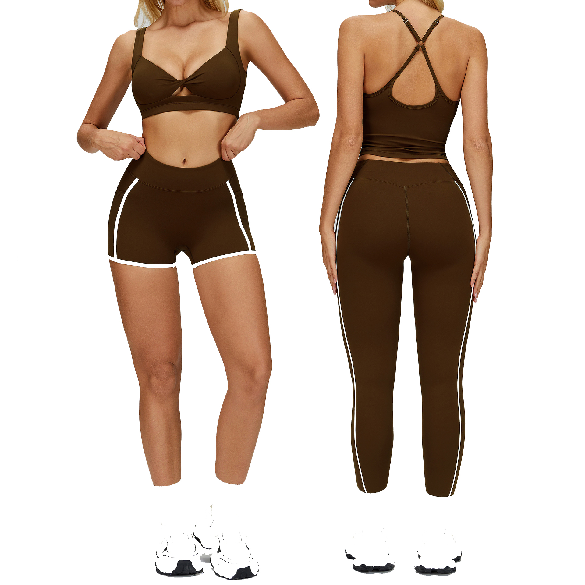 New Women Solid 2-Piece Bra Push Leggings Yoga Sets Gym Fitness Activewear Workout Running Sportswear Quick Dry Spandex/Nylon