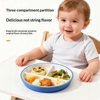 Nouvelle assiette à dîner en silicone anti-collision à ventouse, style minimaliste deux-en-un, avec couvercle à compartiments