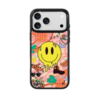 Coque de téléphone AG Feeling Black Edge avec motif sourire doré pour iPhone 17, 17 Pro Max, 16 Pro, 15 – Coque magnétique