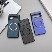 Étui de charge sans fil magnétique d'affaires de luxe pour Google Pixel 9 9Pro 6 7 8 Pro 6XL 5A 6A 8A couverture mince en cuir de lin