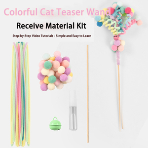 NiBao Yeni Yıl Kendin Yap El Yapımı Kedi Oyun Çubuğu Uzun Saplı Kendi Kendine Eğlence Noel Zili Peluş Top Kedi Oyuncağı - Product Image 5