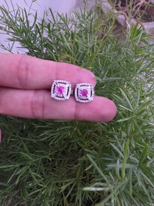 Boucles d'oreilles en saphir rose de 4 grammes, serties en argent sterling 925, de qualité fantastique, pierre précieuse naturelle, cadeau de mariage - Product Image 4