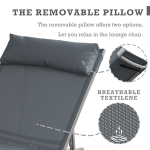 <span class=keywords><strong>Tumbonas</strong></span> Modernas y Duraderas de Aluminio con Recubrimiento en Polvo para Exteriores, 2 Piezas, Color Gris, para Hotel, Piscina, Sala de Estar - Product Image 5