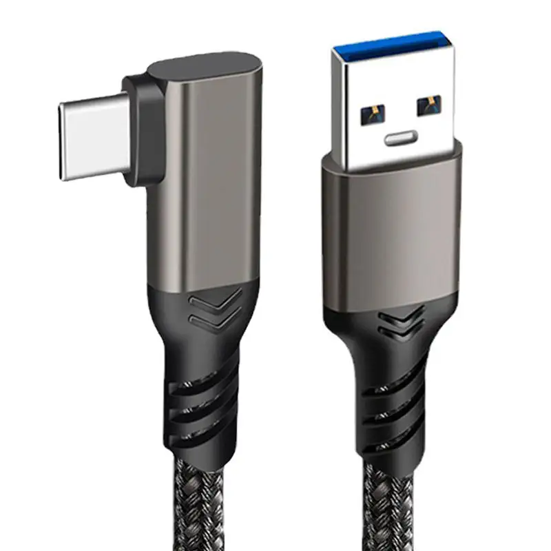 Usb Cタイプc直角90度エルボー急速充電ケーブル編組ナイロンワイヤーデータケーブル金属Usb AからタイプCケーブル