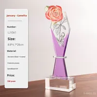 Trophée en cristal personnalisé, haut de gamme, élégant, créatif, en forme de rose, récompense commémorative de retraite, fabriqué en Chine