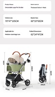 Leichter, faltbarer Haustierbuggy aus Aluminiumlegierung mit abnehmbarem Tragekorb, dickem Oxford-Gewebe, stoß- und kratzfest, für Hunde und Katzen