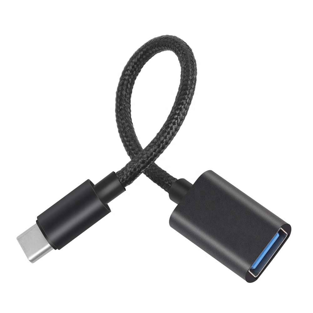 Дешевый нейлоновый оплетка USB Type c OTG адаптер кабель для мобильного телефона для увеличения памяти и функциональности работа с флеш-драйвером мышью