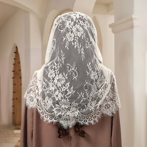 Nuovo Design testa di nozze avvolge sottile Voile per la chiesa sciarpa da preghiera cava <span class=keywords><strong>Mantilla</strong></span> ricamato <span class=keywords><strong>velo</strong></span> rotondo di pizzo all'ingrosso - Product Image 4