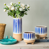 Design rayé décoration d'intérieur bonsaï Pot maison jardin décor moderne cylindre Mini Pots de fleurs en céramique pour jardinières