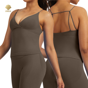 CNSHELL Top a <span class=keywords><strong>Canotta</strong></span> Senza Cuciture con Scollo a V Profondo sul Davanti, Sexy, Senza Maniche, con <span class=keywords><strong>Spalline</strong></span> <span class=keywords><strong>Sottili</strong></span> e Multi-Strap sul Retro - Product Image 1