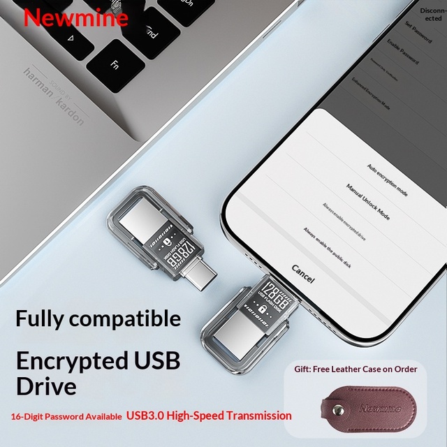VIEFONG VU01 128GB High-speed for Encrypted Metal USB Flash Drive Type-C Interfaces Dual-use Mobile Security Protector