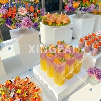 XINGPAI restaurant équipement blanc acrylique buffet affichage nidification cube alimentaire affichage acrylique contremarches pour la fête de mariage