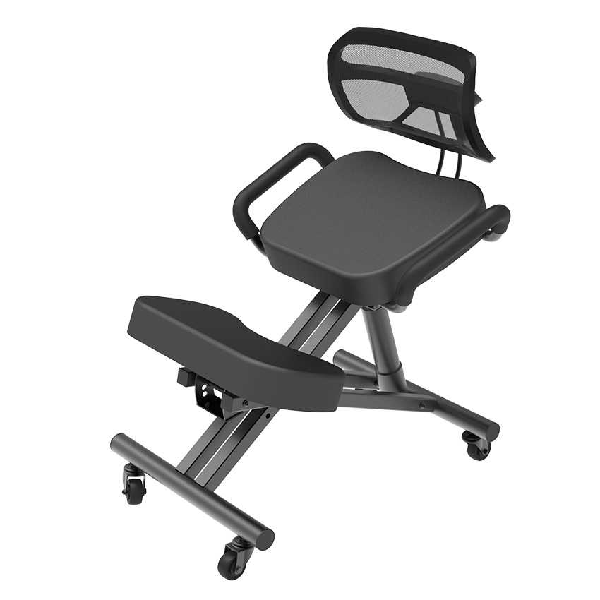 Improve Your Posture Metal Frame Portable Swivel Office Kneeling Chair with Backrest and Armrest Adjustable Kneeling Stool