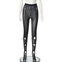 Femmes Sexy Mesh Sheer See Through Push Up Leggings Slim Hollow Out Pantalon Transparent Pantalon Collants Night Club Wear Collants