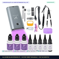 Paket Lengkap Ekstensi Rambut UV untuk Pemula Lampu UV LED 5x20g Lem 3x30ml Penghilang Kuas Jepit Set Pemula Salon