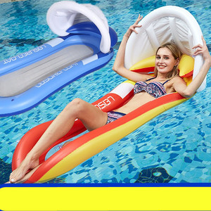Tumbona Flotante Inflable Mori Yuho de 160x90cm con Toldo Parasol, Reposera para Piscina al Aire Libre, Hamaca Acuática para Adultos - Product Image 1