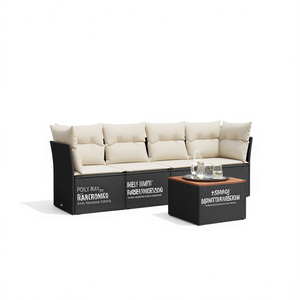 Set Divano da Giardino Modulare in Polyrattan Nero a 4 Posti, Arredamento da Esterno dal Design Contemporaneo - Product Image 1