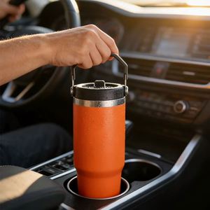 Gobelet de voyage portable en acier inoxydable avec poignée, tasse isotherme à double paroi de 20 oz pour voiture et bureau - Product Image 2