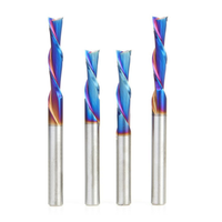 Fraise à queue conique à double dent en carbure monobloc revêtu Nano Blue, queue de 1/8, 1/4, 1/2, 3, 4, 6 mm, pour routeur CNC, sculpture 3D du bois